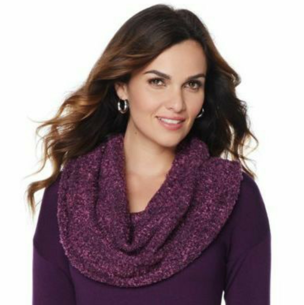 HSN Jamie Gries Plum Purple Cowl Neck 3/4 Sweater